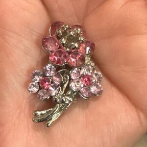 Pink Crystal Flower Brooch - Women Jewelry